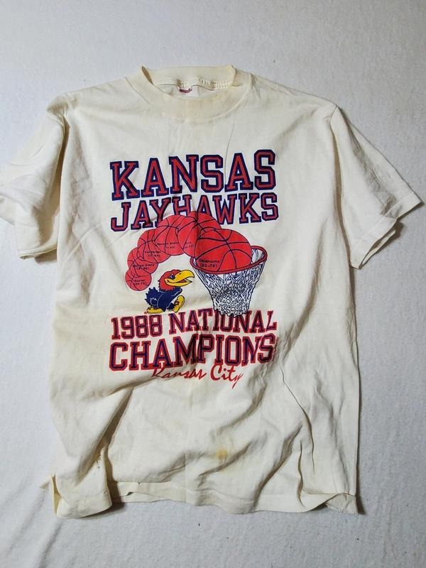 Kansas Jayhawks t-shirt 1988 national champions Vintage Unisex T-shirt Sweatshirt Hoodie VINTAGE , Cotton Top