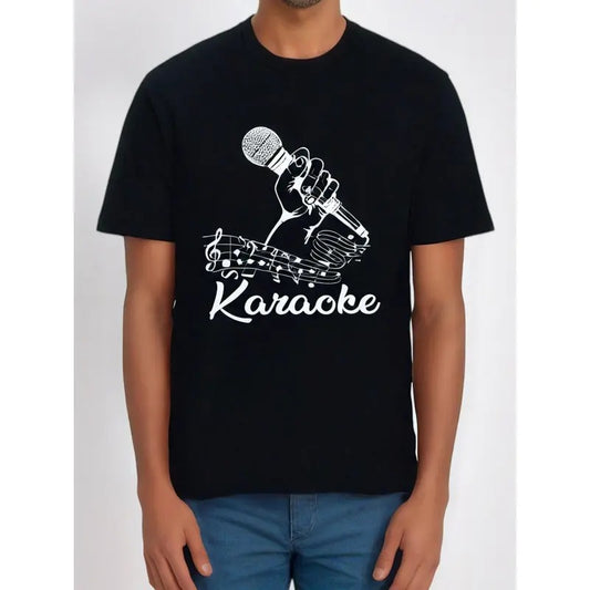 Karaoke Bar Singer Party Music Microphone Notes Song Gift T-Shirt Made in USA