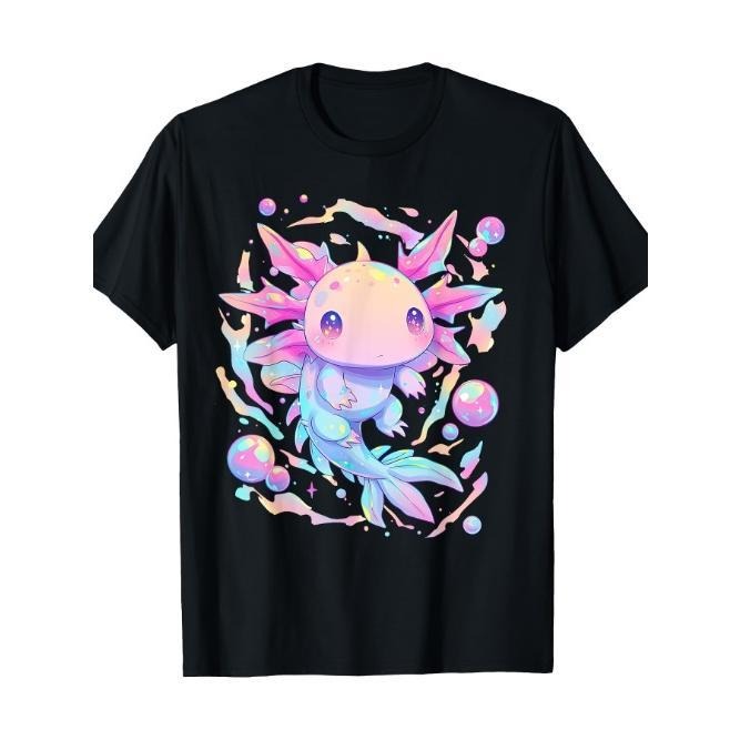 Kawaii Pastel Goth Cute Pink Sparkles Axolotl And Bubbles T-Shirt Made in USA Hoodie, Sweatshirt | DripVista.com