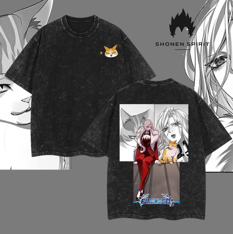 Kayden Break Big red N streaming Gestella - Eleceed Webtoon Anime Double Printed Vintage Washed Unisex Oversize Anime...