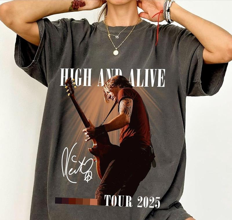 Keith Urban High And Alive Tour 2025 T-Shirt Unique Design for Everyday Wear Hoodie, Sweatshirt | DripVista.com