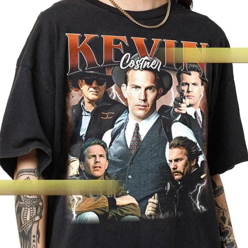 Kevin Costner Vintage Shirt Gift For Woman and Man Unisex T-Shirt Casual Crewneck Hoodie, Sweatshirt | DripVista.com