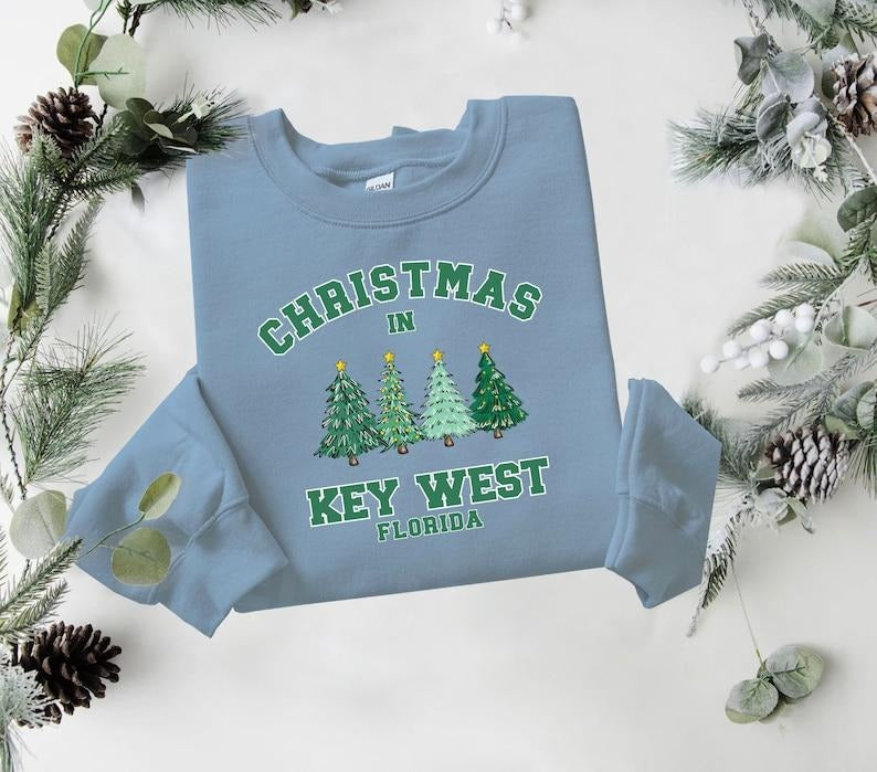Key West Christmas Sweatshirt, Florida Sweater, State Shirt, Personalized City Name Shirt, Christmas Trip Sweatshirt,...