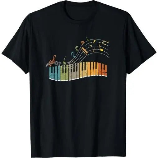 Keyboard Pianist Funny Musician Piano Art Music T-Shirt Made in USA