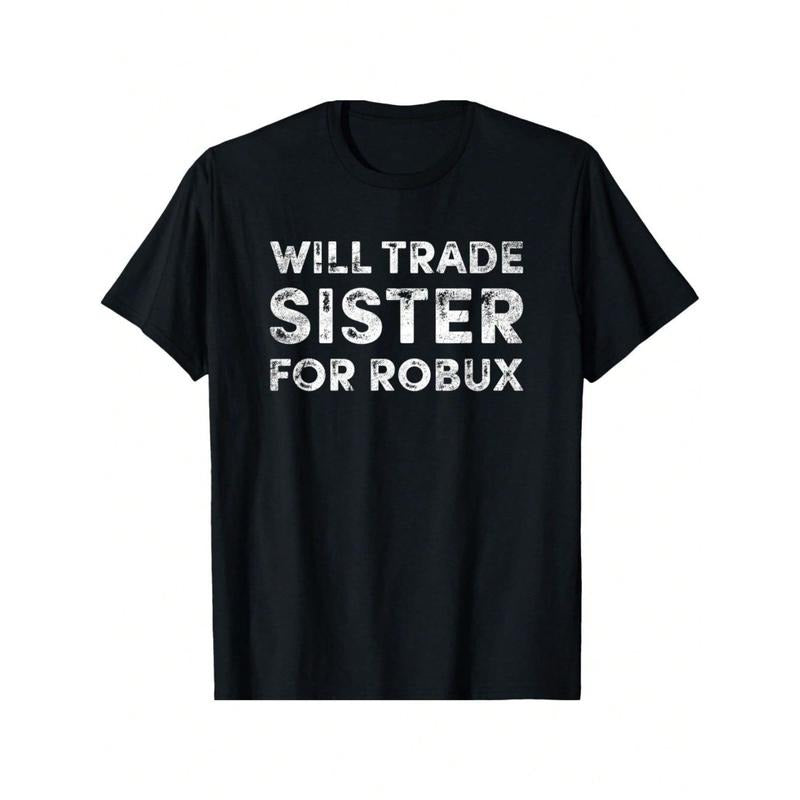 Kids T-Shirt Funny 'Will Trade Sister For Robux' Video Game Tee - FOG Cotton, Short Sleeve Crew Neck T-Shirt For Boys