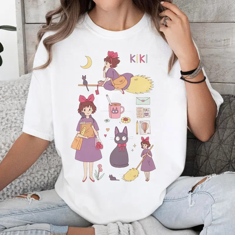 Kikis Delivery Service Jiji Shirt, Studio Ghibli Shirt, Studio Ghibli Miyazaki Hayao Ponyo Mononoke Shirt, Gift for Anime...