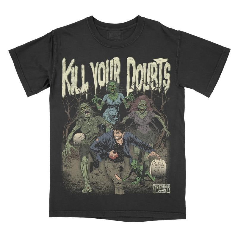 Kill Your Doubts Comfort Colors Zombie Graphic Tee Unisex T-shirt Gothic Alternative Fashion Streetwear Motivational Gym Tee Pump Cover
