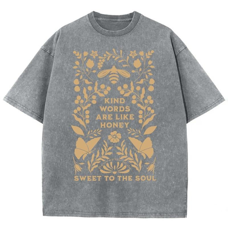 Kind Words Are Like Honey Unisex Washed T-Shirt, Christian Jesus  t shirts, Vintage 90s Graphic Tee Gift Cotton Mineral...