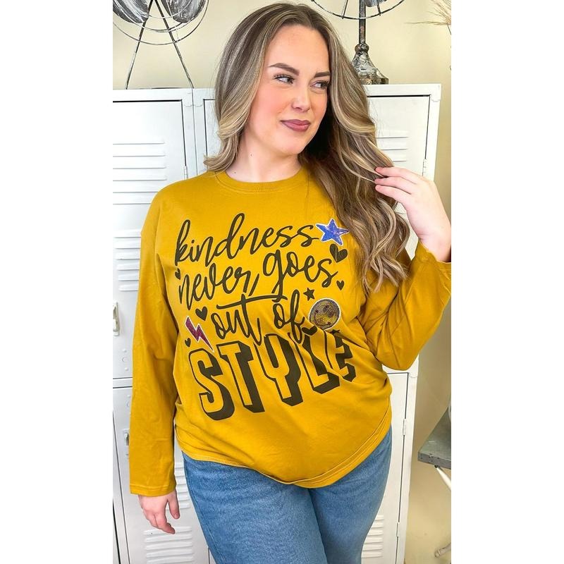 Kindness Never Goes Out of Style Sequin Graphic Long Sleeve T-Shirt Hoodie, Sweatshirt | DripVista.com