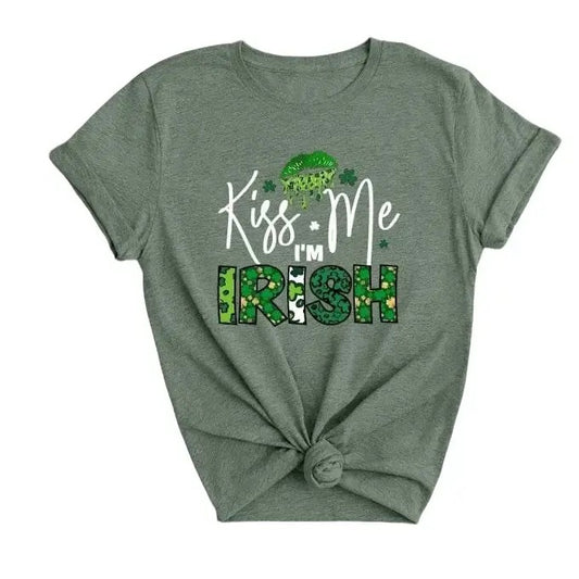 Kiss Me I'm Irish 90s Shirt, Irish Baby Tee, Women's Fitted Tee, St Patricks Day Shirt, 90s Style Shirt, Gift For Family Friends, Funny St Patricks Day Gifts, Unisex Short Sleeve Tee T-Shirt Top Womenswear