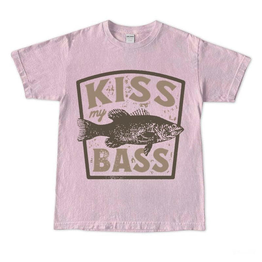 Kiss My Bass Vintage Fishing Shirt, Fisher T Shirt, Fisher Gear, Fisher Graphic Shirt, Adult Unisex Relaxed Cotton Shirt Casual Crewneck