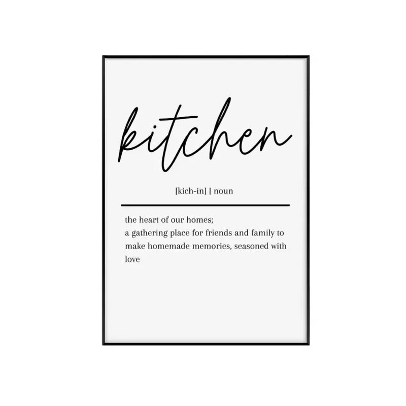 Kitchen Definition Print, Definition Art, Kitchen Decor, Definition Wall Art, Typography Home Decor, Gifts For Besties...