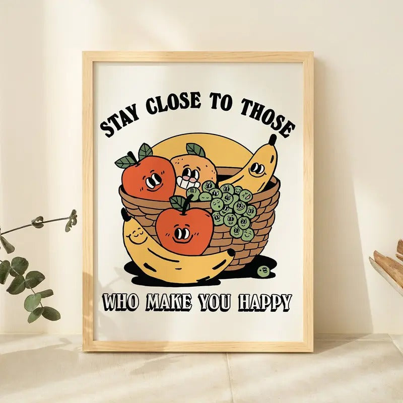 Kitchen Wall Print, Retro Fruits Illustration, Vintage Kettle 70s Poster, Food Wall Decor, Large Art Print, Poster Prints...