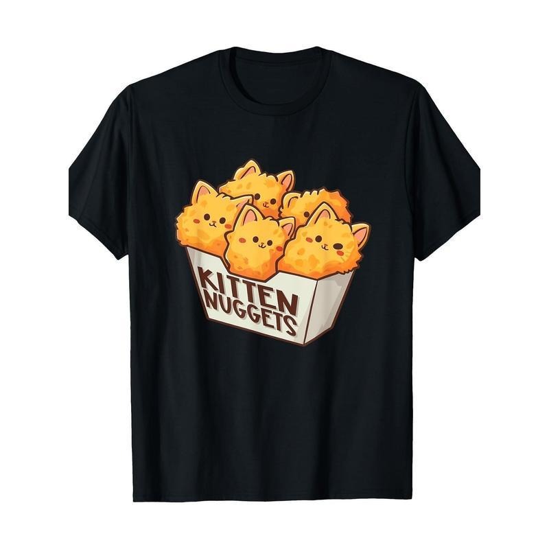 Kitten Nuggets T-Shirt - Funny Cute Kawaii Cat Nugget Lover Tee - Casual Crew Neck Cotton Shirt, Super FOG, Breathable...
