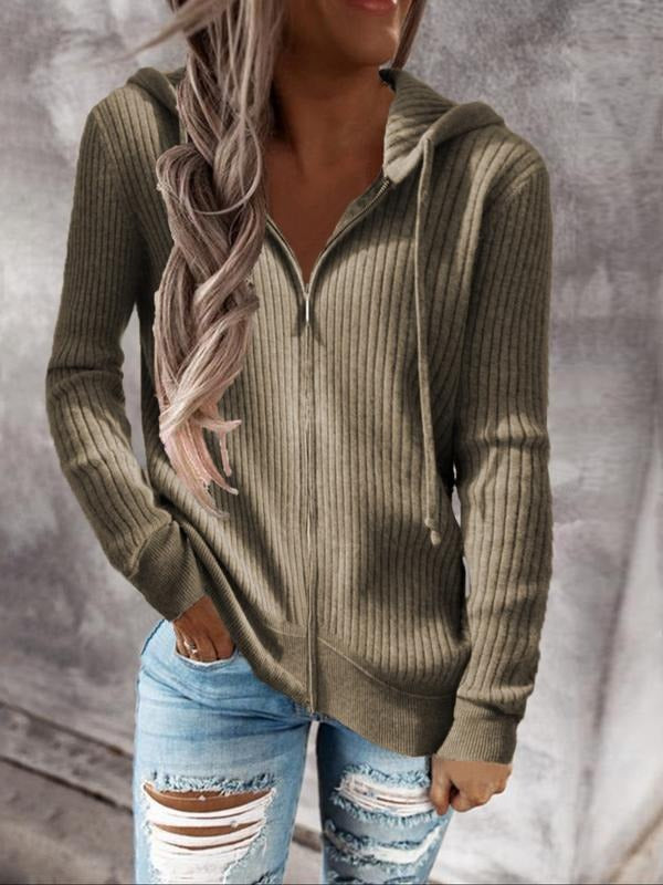 Knitted Zipper Cardigan Long Sleeve Hoodie, Casual Fashion Pullover for Women, Comfortable Gunpla brand Stylish Outerwear...