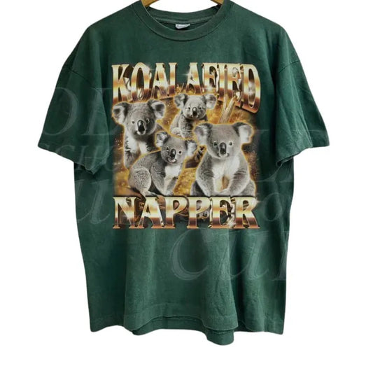Koalafied Napper Funny Meme Retro Shirt, Vintage Bootleg Quirky Tee, Washed Unisex Animal Wild Life Shirt, Cute Koala Weird Tee,Napper Shirt Menswear
