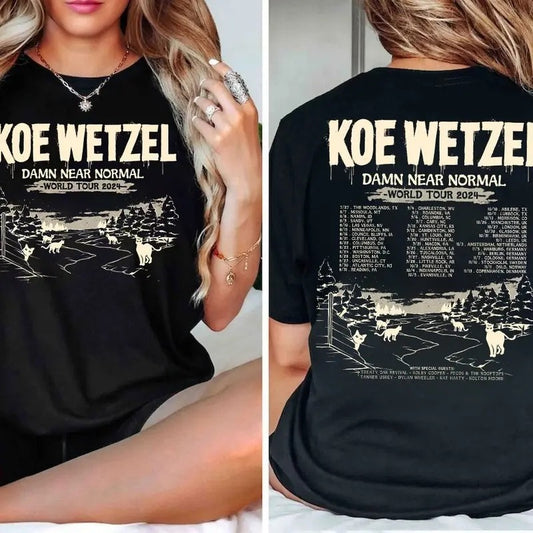 Koe Music 2024 2 Sides Shirt, Tour Date Wet.zel Fan Gift, Wetzel tour 2024 shirt, Wetzel country music shirt, Gift for men women unisex