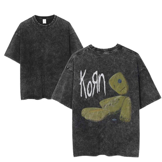 Korn Bone Hands Logo Graphic Tee, Gothic Metalcore Band Shirt, Grunge Skeleton Art Style, Edgy Vintage Streetwear, Menswear Womenswear Top