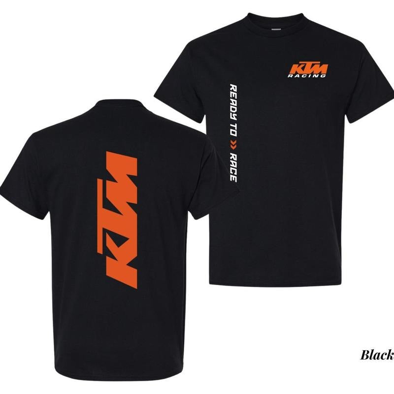 Ktm Racing T-shirt Bold Vertical Logo Graphic Tee Ready To Race Moto-inspired Shirt For Men Black Biker Style Gift For Riders