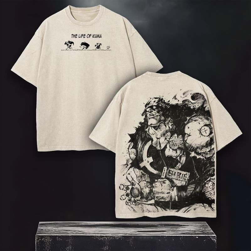 Kuma Straw hat pirates Straw hat pirates Shirt, Washed Tee, Heavy Cotton Anime Top, Tyrant Pacifista Graphic, Gift for...