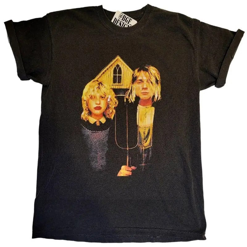 Kurt Cobain Courtney Love Nevermind T-Shirt Menswear Streetwear Cotton Man Tshirt Hoodie, Sweatshirt | DripVista.com