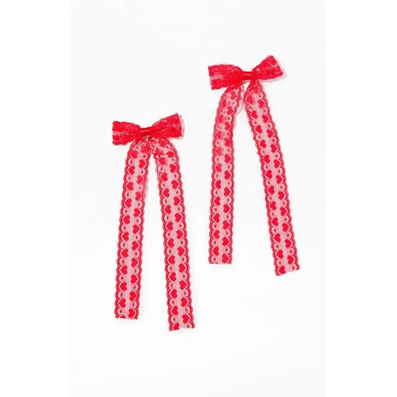 LA Hearts Women's 2 Pack Red Heart Bow Lace Hair Clips T-Shirts, Hoodie, Sweatshirt | DripVista.com