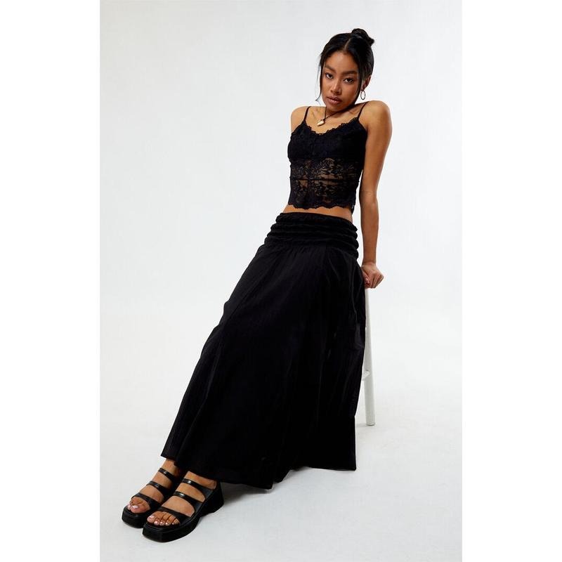 LA Hearts Women's Black Cotton Tiered Maxi Skirt T-Shirts, Hoodie, Sweatshirt | DripVista.com
