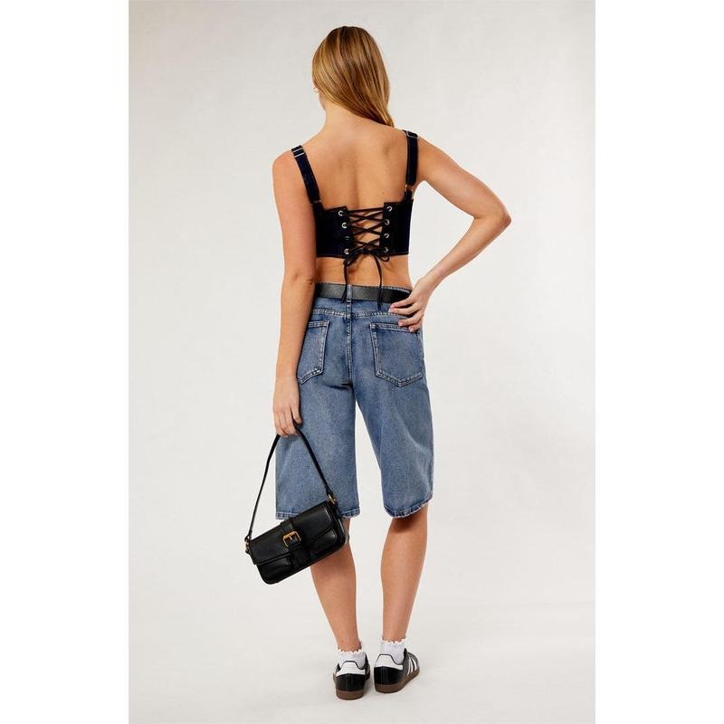 LA Hearts Women's Denim Corset Top T-Shirts, Hoodie, Sweatshirt | DripVista.com