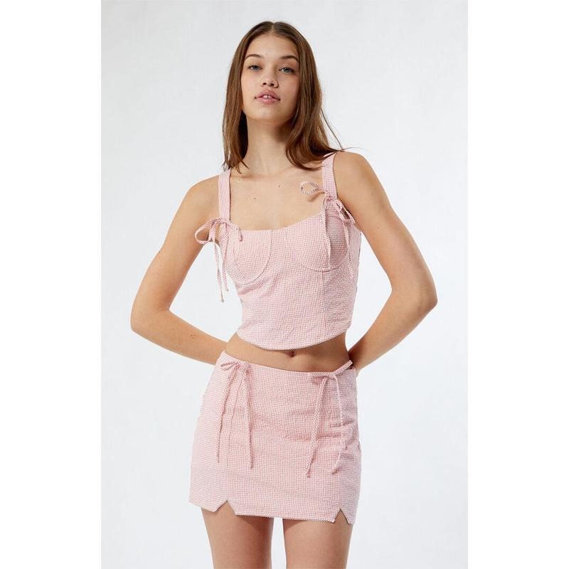 LA Hearts Women's Gingham Bustier Top T-Shirts, Hoodie, Sweatshirt | DripVista.com