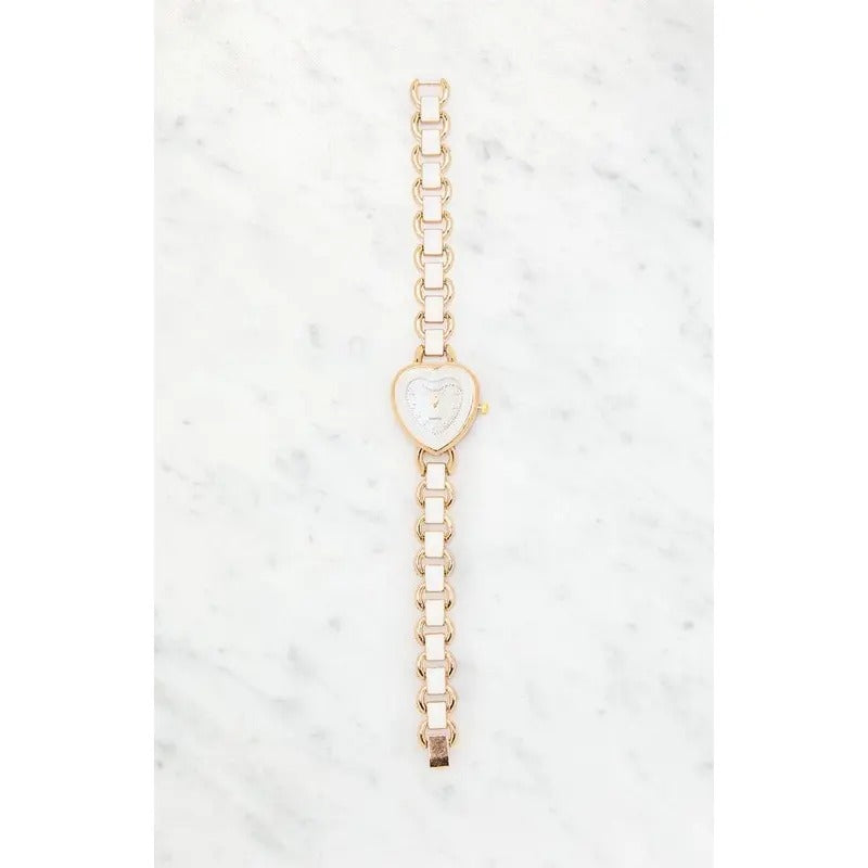 LA Hearts Women's Gold & White Metal Heart Watch T-Shirts, Hoodie, Sweatshirt | DripVista.com