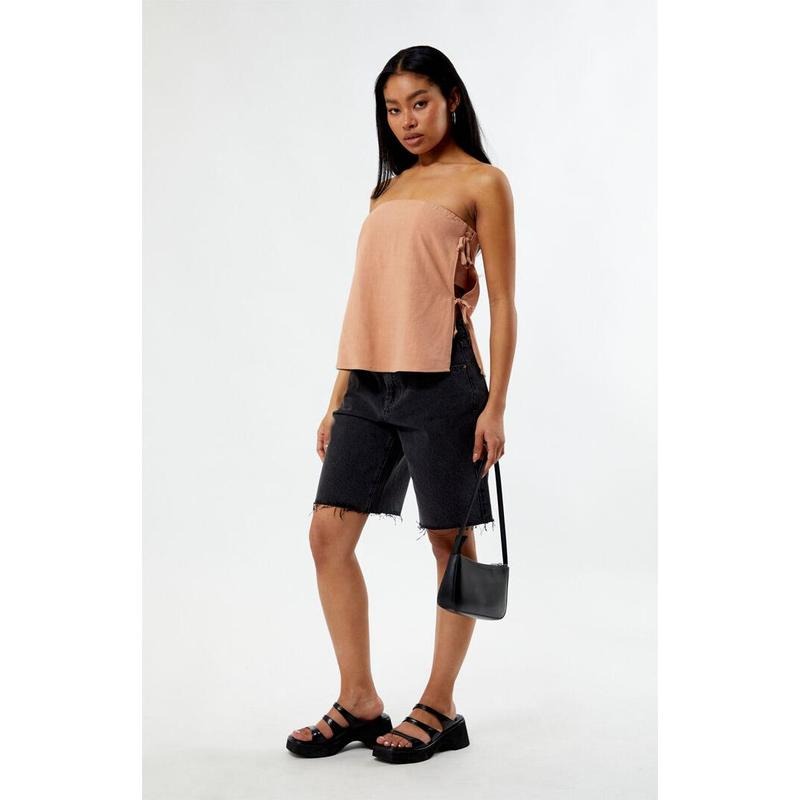 LA Hearts Women's Lace-Up Bow Tube Top T-Shirts, Hoodie, Sweatshirt | DripVista.com