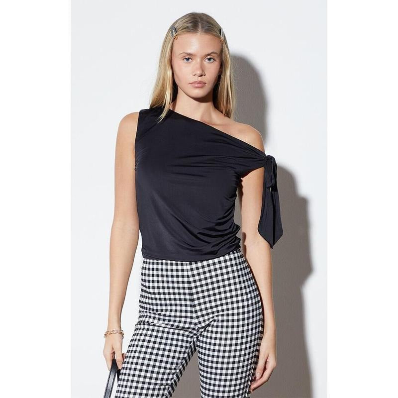 LA Hearts Women's One Shoulder Knotted Top T-Shirts, Hoodie, Sweatshirt | DripVista.com