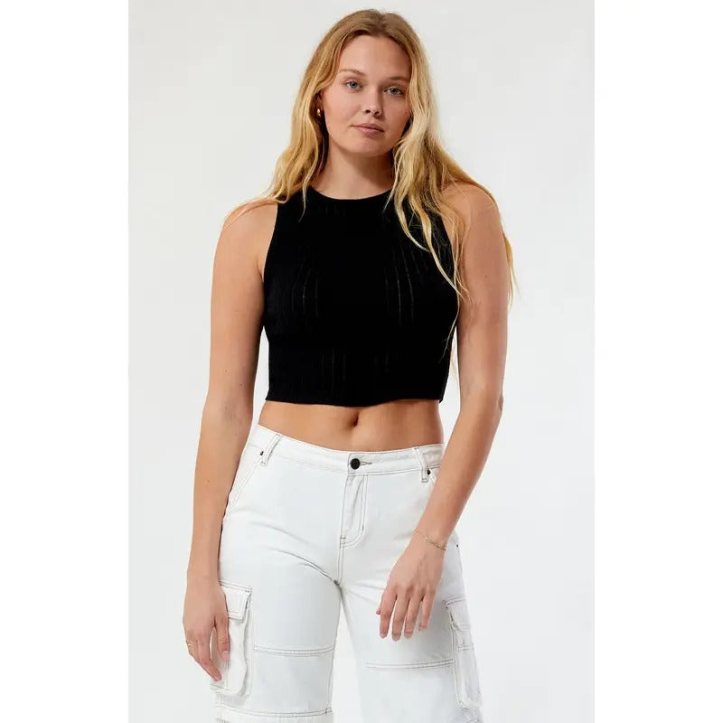 LA Hearts Women's Phoebe Knit High Neck Tank Top T-Shirts, Hoodie, Sweatshirt | DripVista.com