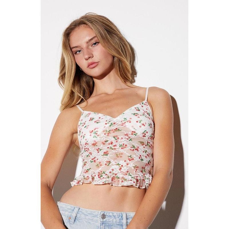 LA Hearts Women's Printed Lace Cami Top T-Shirts, Hoodie, Sweatshirt | DripVista.com