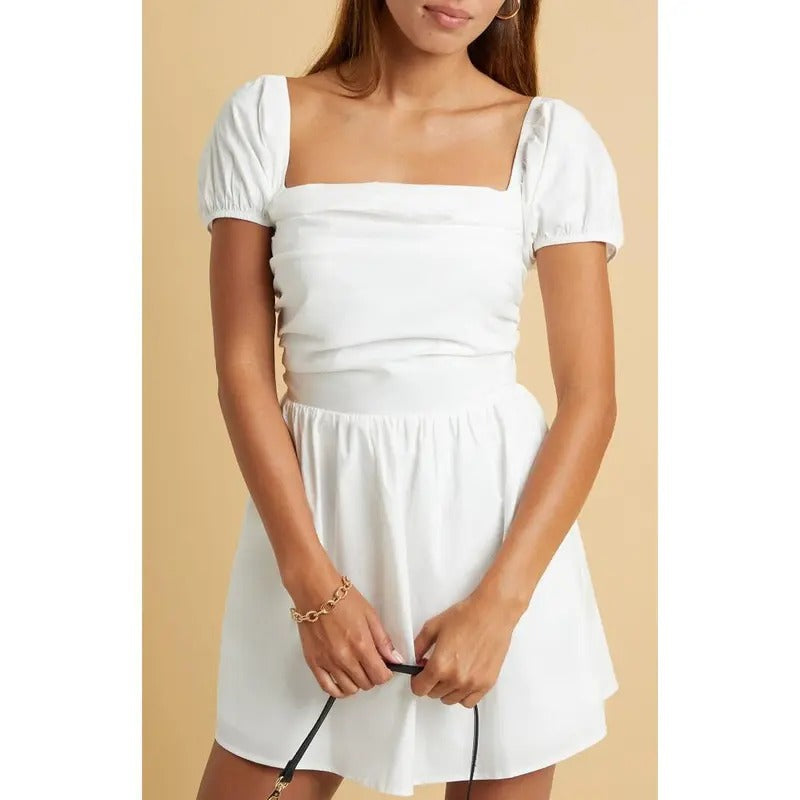 LA Hearts Women's Puff Sleeve Ruched Mini Dress T-Shirts, Hoodie, Sweatshirt | DripVista.com