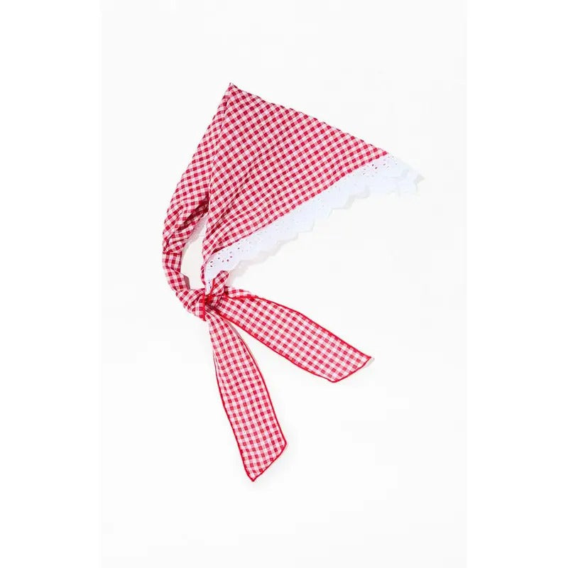 LA Hearts Women's Red Gingham Eyelet Head Scarf T-Shirts, Hoodie, Sweatshirt | DripVista.com