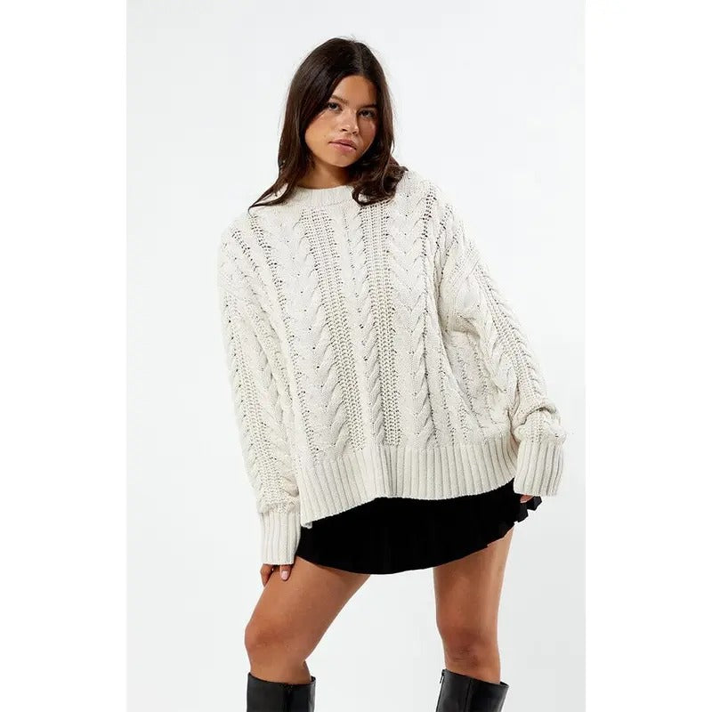 LA Hearts Women's Rory Cable Knit Sweater T-Shirts, Hoodie, Sweatshirt | DripVista.com