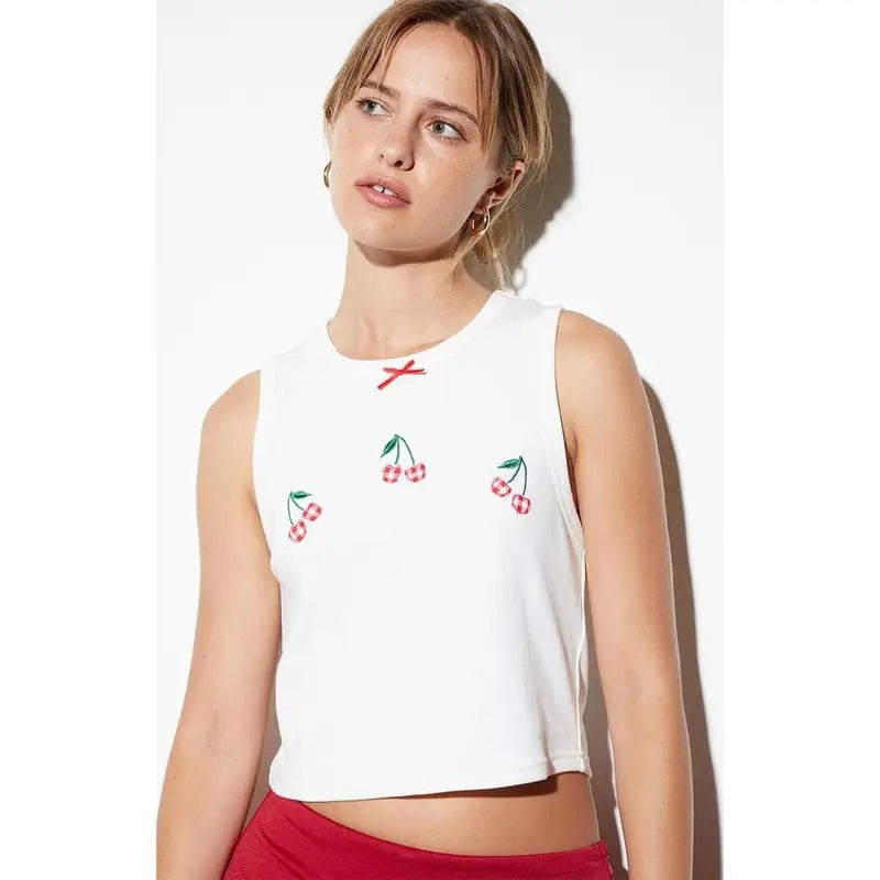 PS / LA Women's Cherry Gingham Tank Top T-Shirts, Hoodie, Sweatshirt | DripVista.com