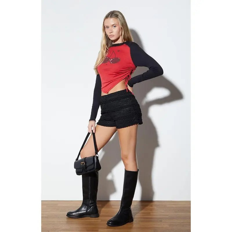 PS / LA Women's Cherry Long Sleeve Raglan T-Shirt Hoodie, Sweatshirt | DripVista.com