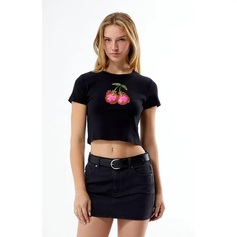 PS / LA Women's Flaming Cherries Baby T-Shirt Hoodie, Sweatshirt | DripVista.com