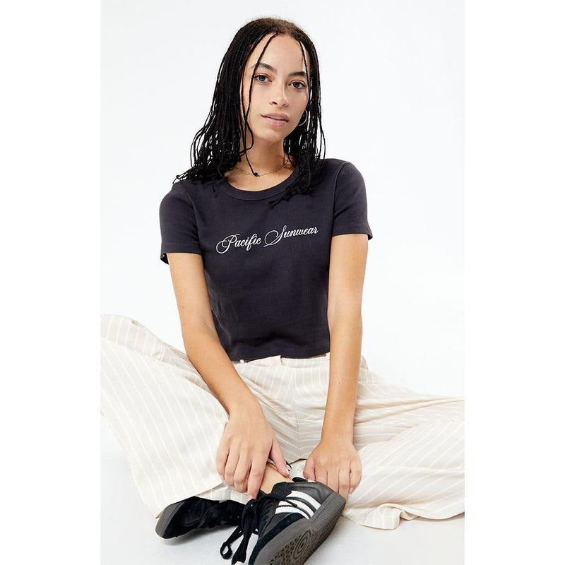 PS / LA Women's Pacific Sunwear Script Baby T-Shirt Hoodie, Sweatshirt | DripVista.com