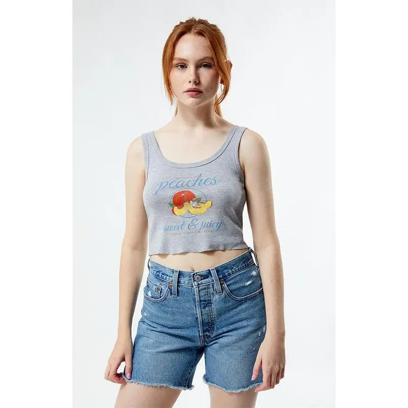 PS / LA Women's Peaches Cropped Tank Top T-Shirts, Hoodie, Sweatshirt | DripVista.com