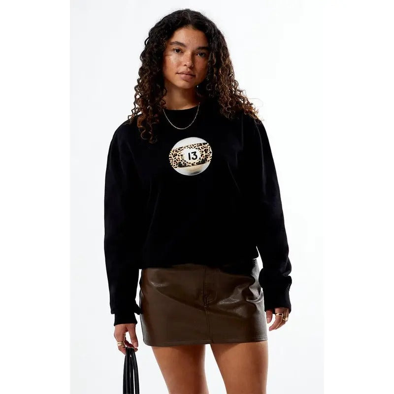 PS / LA Women's Pool Ball Leopard Crew Neck Sweatshirt T-Shirts, Hoodie | DripVista.com