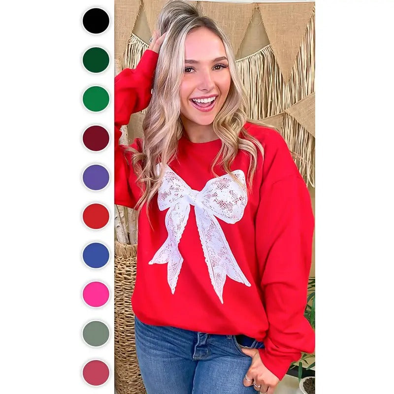 Lace Bow Graphic Sweatshirt T-Shirts, Hoodie | DripVista.com