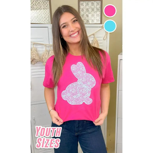 Lace Bunny Easter Graphic Shirt