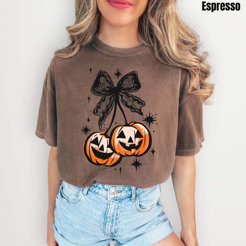 Lace Pumpkin Cherries Comfort Colors T-Shirt 'NLB' Hoodie, Sweatshirt | DripVista.com