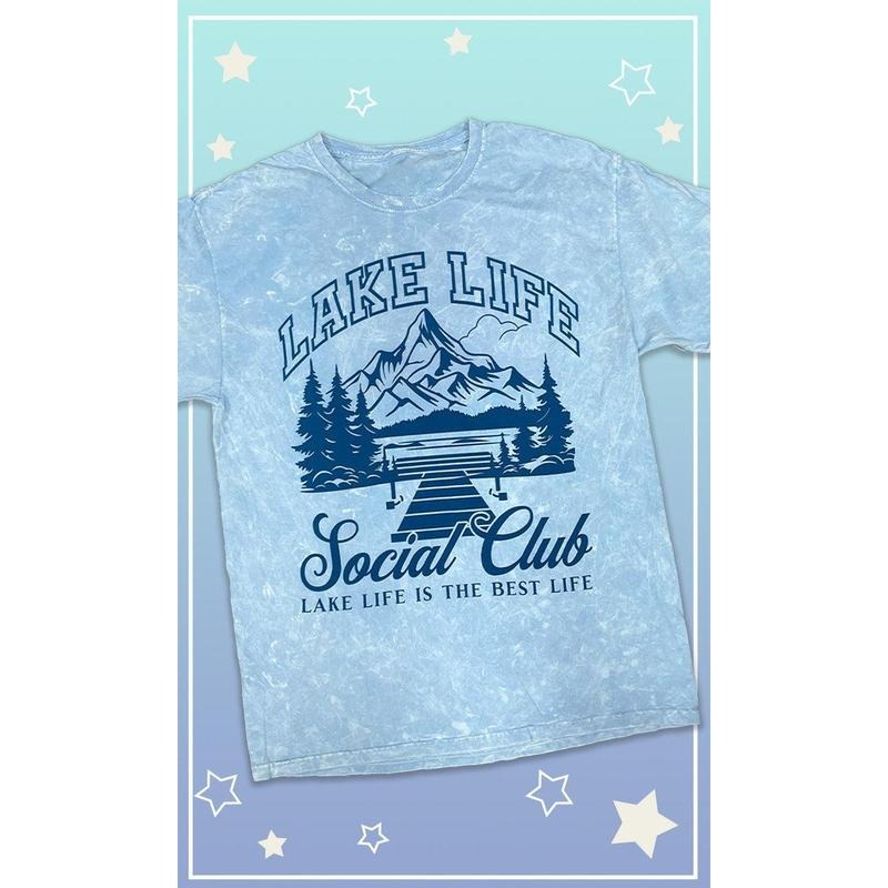 Lake Life Social Club Graphic Mineral Washed T-Shirt Hoodie, Sweatshirt | DripVista.com