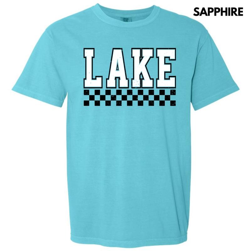Lake Varsity Checkered Comfort Colors T-Shirt 'NLB' Hoodie, Sweatshirt | DripVista.com