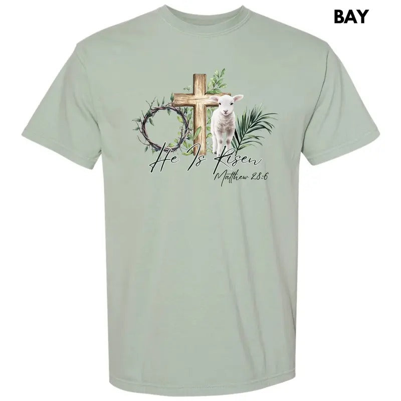 Lamb He Is Risen Comfort Colors T-Shirt 'NLB' Hoodie, Sweatshirt | DripVista.com