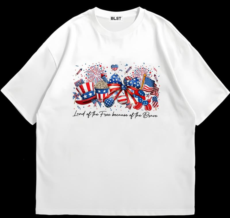 Land Of The Free 4th of July T-Shirt Soft Cotton Fabric Vintage Tee for Fans Hoodie, Sweatshirt | DripVista.com
